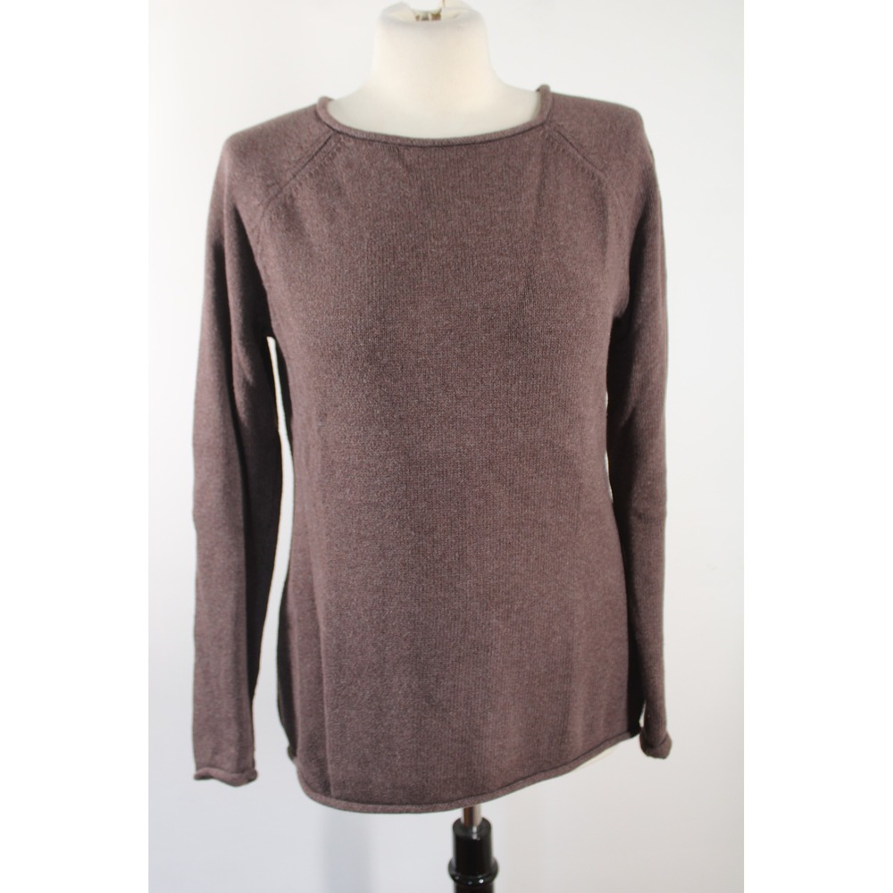 Eddie Bauer M Brown Knit Sweater Crewneck Raglan Long Sleeve Pullover Cotton